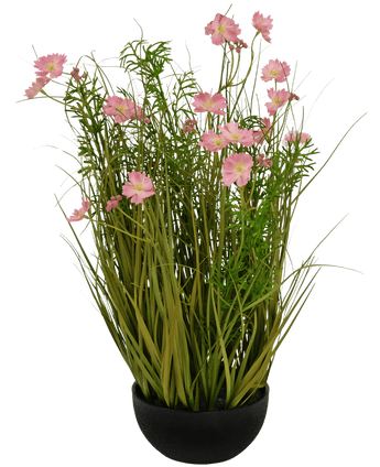 Kunstgras rosa Gesang Flower Zwiebel Gras Topf 56cm feuerhemmend