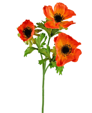 Künstliche Blume Anemone verzweigt 56 cm orange