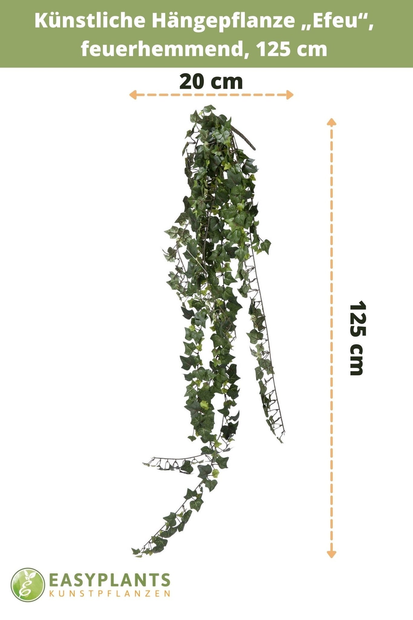 Künstliche Efeu-Hängepflanze 125 cm feuerhemmend