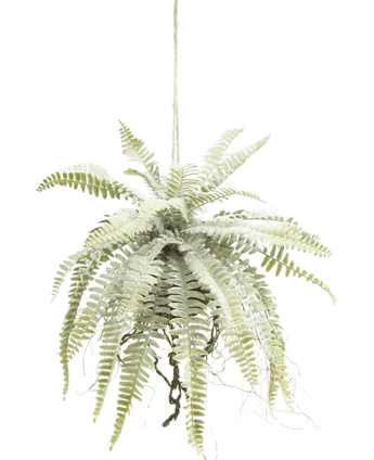 Künstliche Hängepflanze Frosted Fern auf Kugel 76 cm