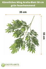 Künstliches Blatt Ming Aralia 50 cm grün feuerhemmend